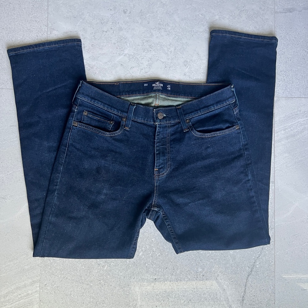 Hollister Dark Blue Straight Jeans for Men